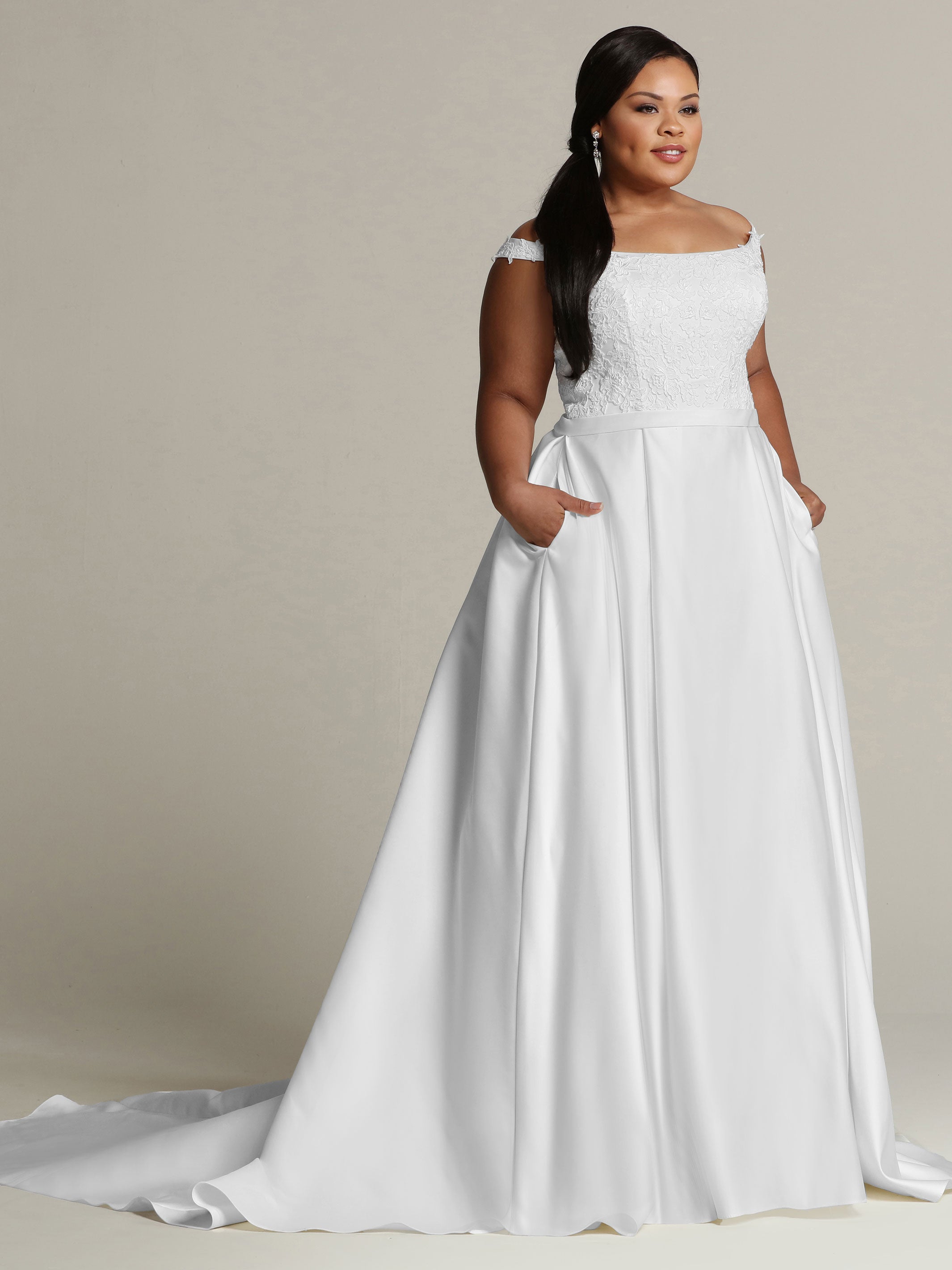 Avery g shop satin ball gown