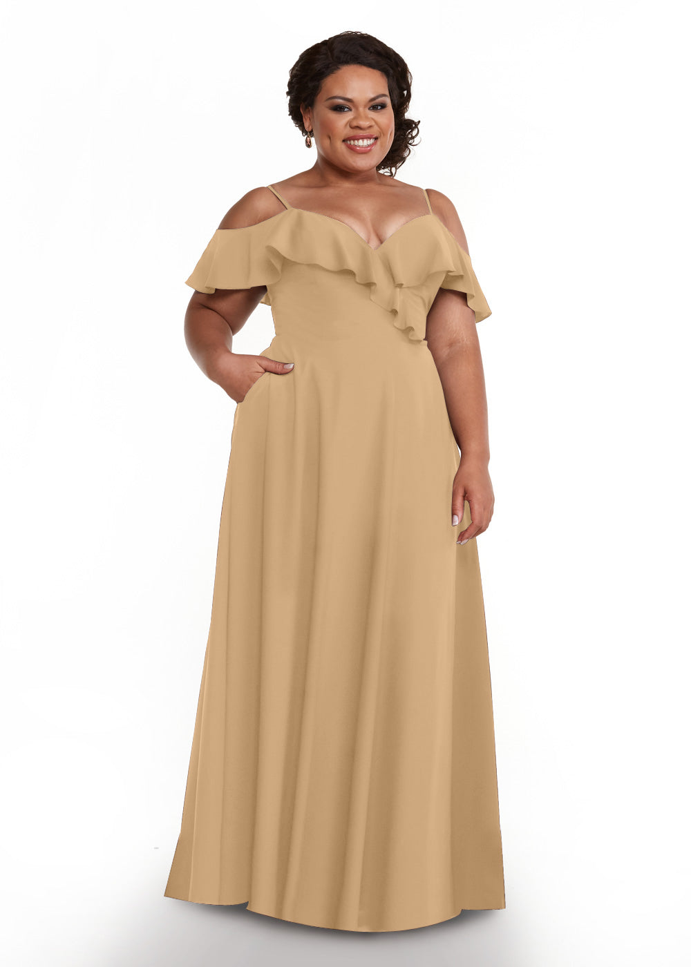 Plus size shops off the shoulder bridesmaid dress